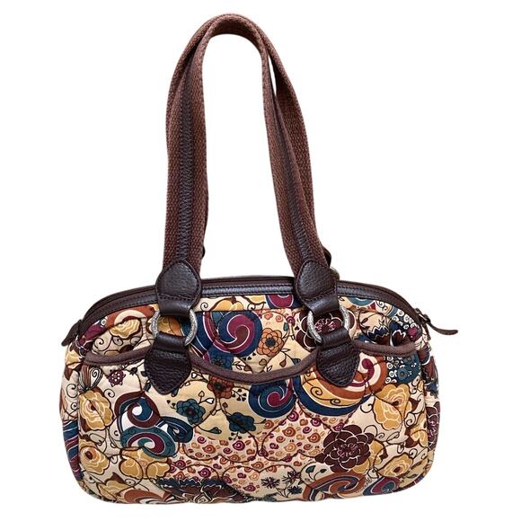 BRIGHTON Multicolor Floral Heart-Quilted Stitched Cotton Canvas Satchel - Picture 2 of 16